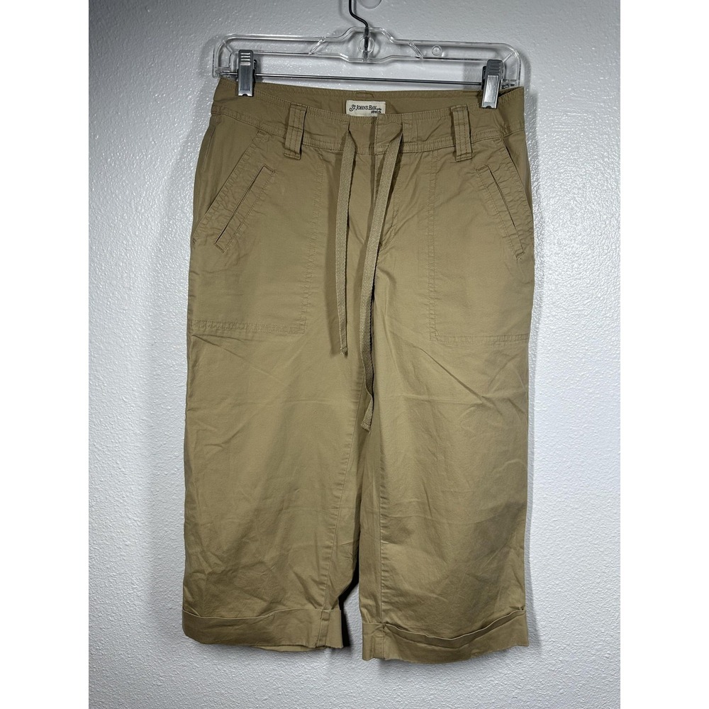 St Johns Bay‎ Capri Pants Womens 4P Khaki Beige Stretch Drawstring Cargo Pockets - Picture 7 of 7
